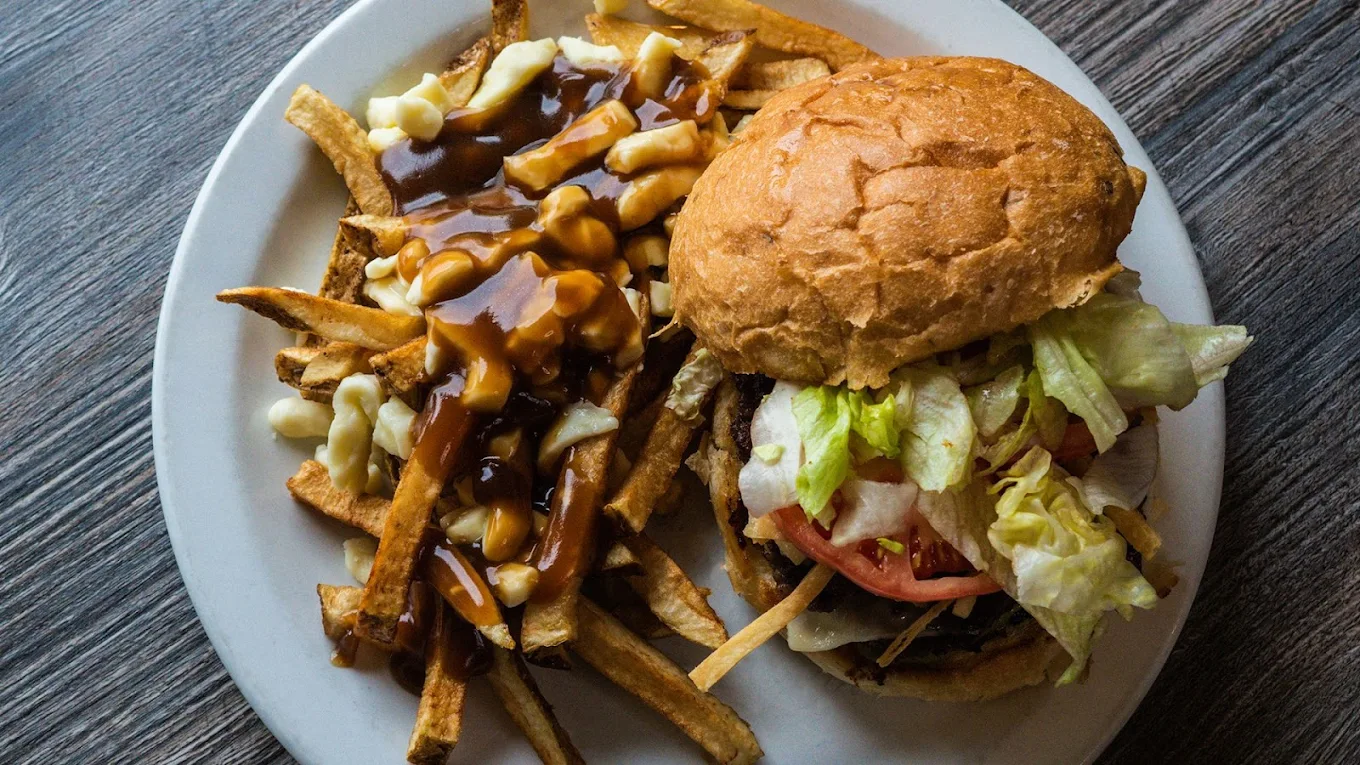 Burger and poutine at J's Roadhouse Sudbury
